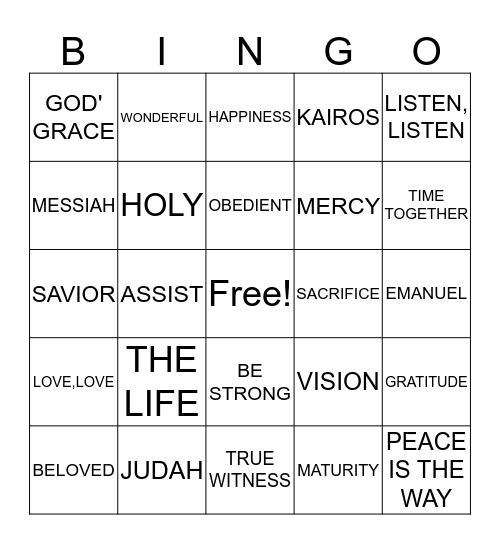 ACTS OF PEACE AND KINDNESS Bingo Card