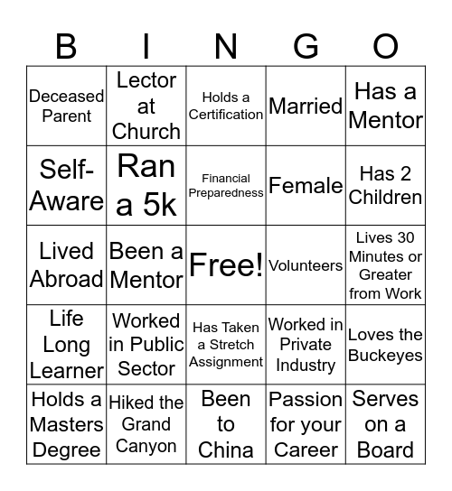 DARA Bingo Card