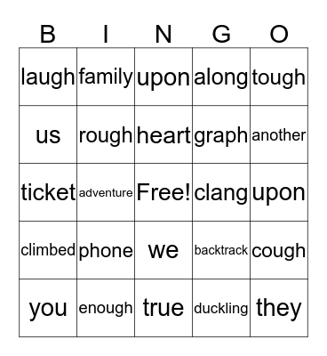 Spelling Bingo! Bingo Card