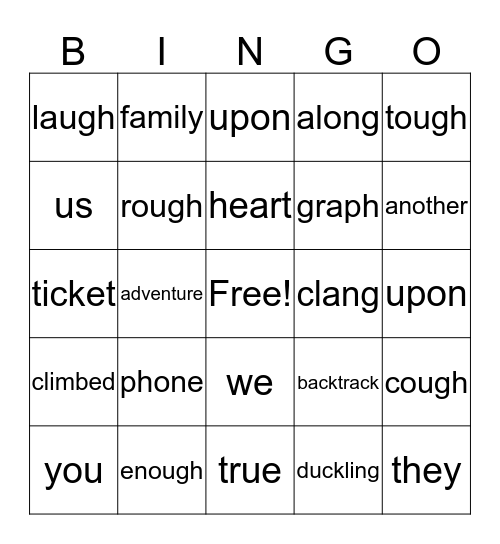 Spelling Bingo! Bingo Card