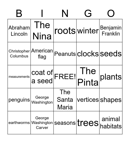 Luka's First Grade Bingo Game Bingo Card