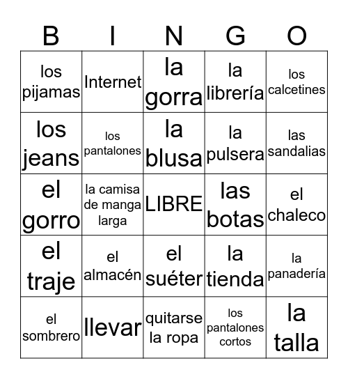 Vamos de compras Bingo Card