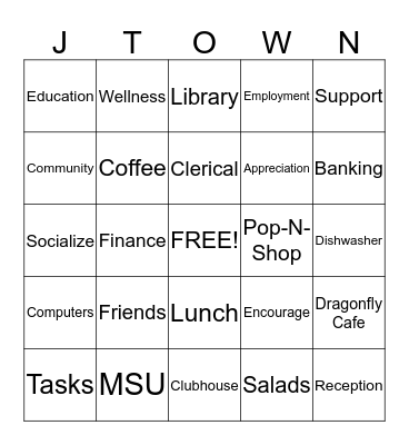 J-Town Bingo Card