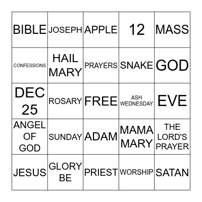 RELIGION BINGO  Bingo Card