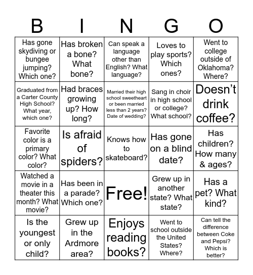 Untitled Bingo Card