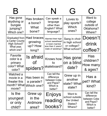 AYP "WHO" BINGO Card