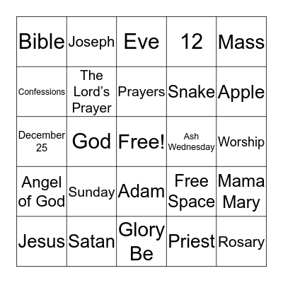 RELIGION BINGO  Bingo Card