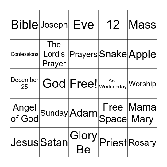 RELIGION BINGO  Bingo Card