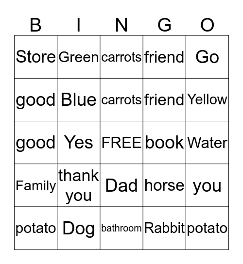 ASL Bingo Card