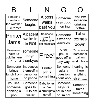 Health Information Management BINGO Card