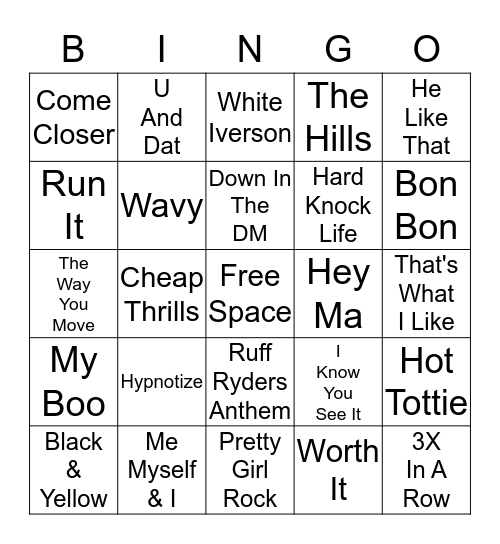 Hip Hop/R&B - Card 4 Bingo Card