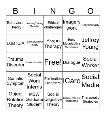 Social Work Bingo Card