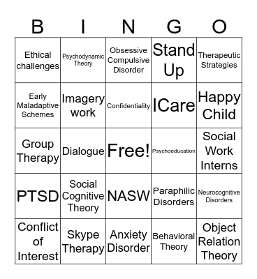 Social Work Bingo Card