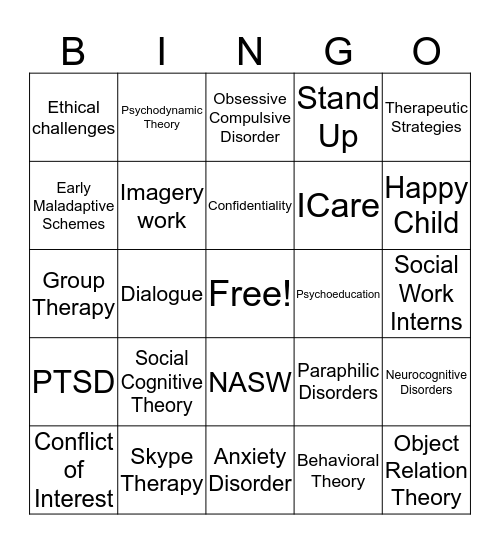 Social Work Bingo Card