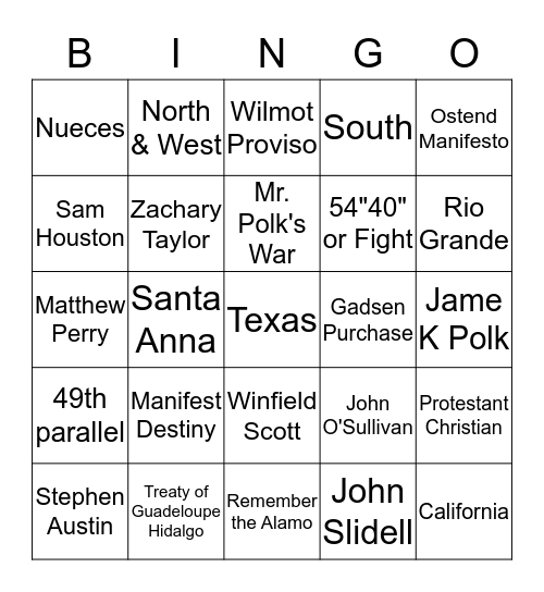APUSH Period 5 Western Expansion Bingo Card