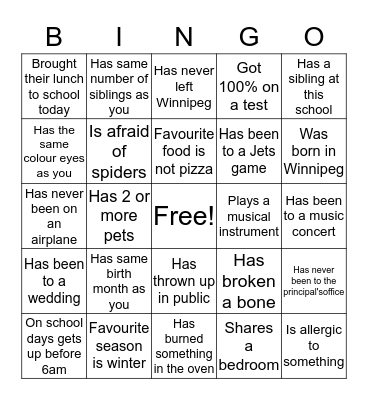 Find someone who.... Bingo Card