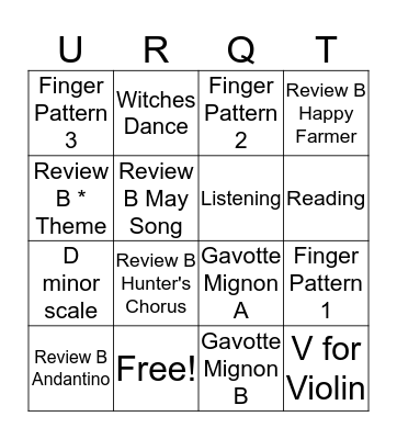 Violin Bingo  Bingo Card