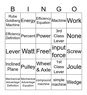 Ch 9 Vocab Bingo Card