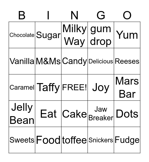 Chocolate Bingo Card