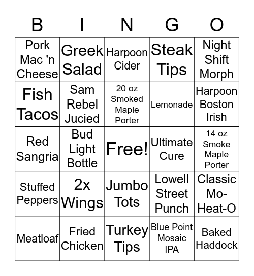 Raffle Bingo Card