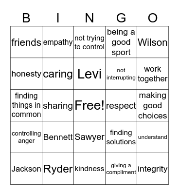 Seattle Hill Bingo Card