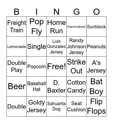 Baseball Bingo Card