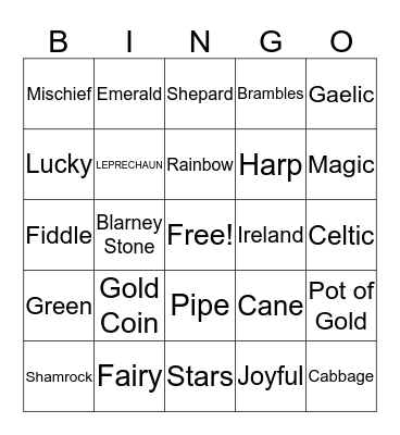 Fun Factory St. Patty's Day Fun Bingo Card