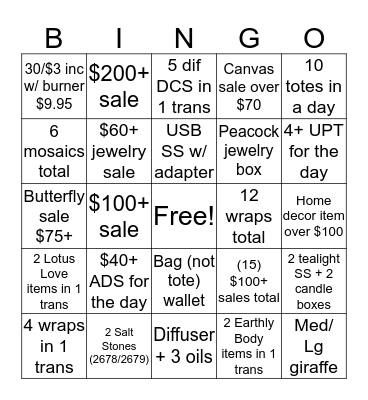 463 Bingo Card