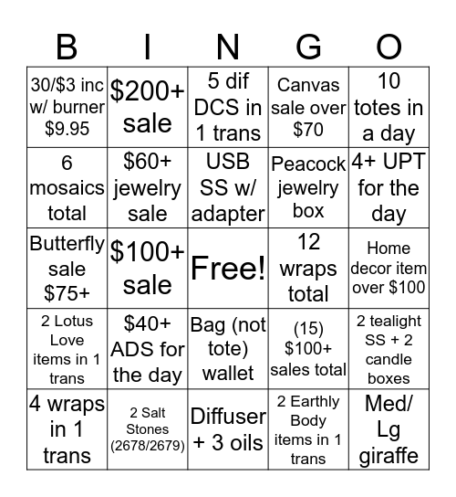 463 Bingo Card