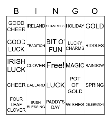 ST. PATRICK'S DAY BINGO Card