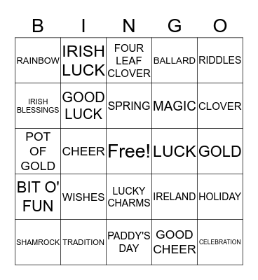 ST PATRICK'S DAY BINGO Card