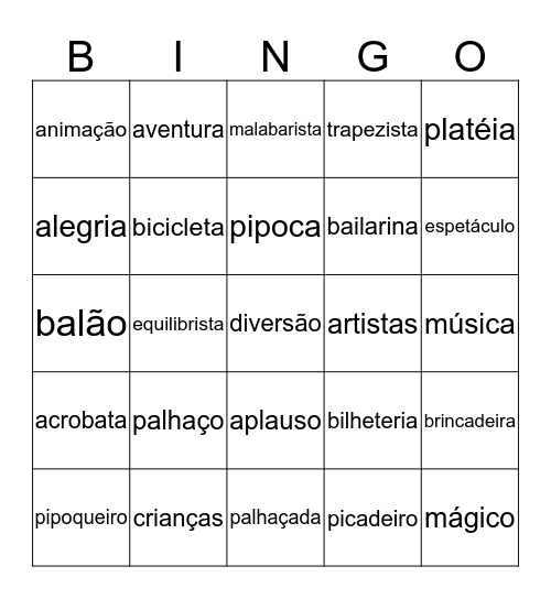 O Bingo do CIRCO Bingo Card