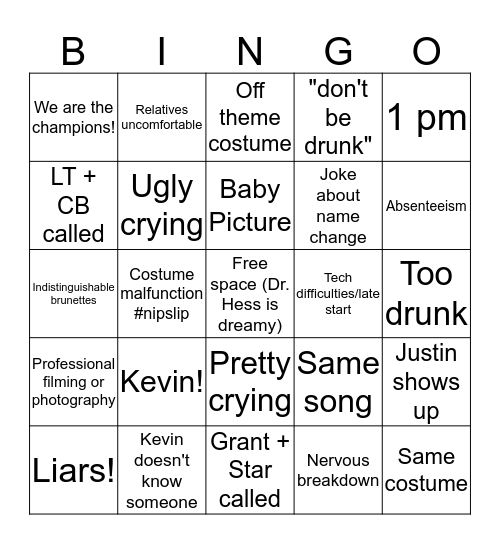 Match Day Bingo Card
