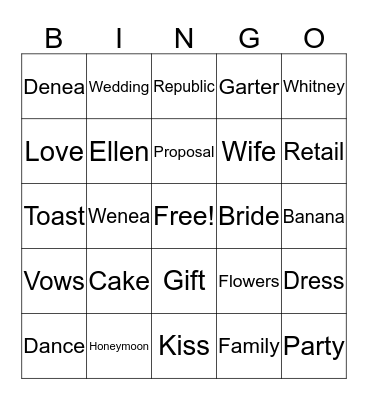 Wenea 2k17 Bingo Card