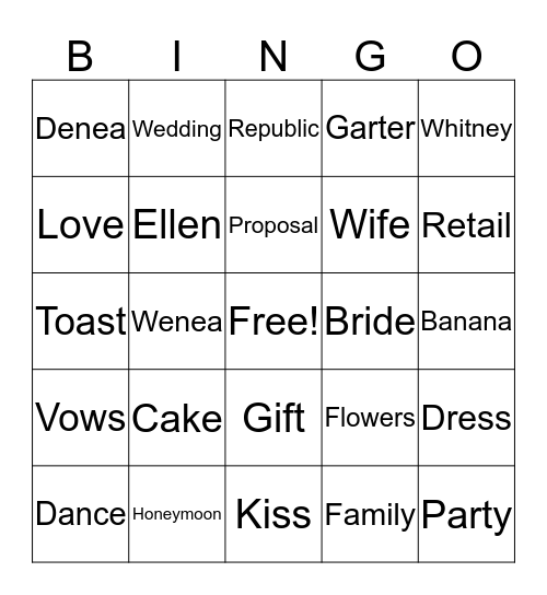 Wenea 2k17 Bingo Card