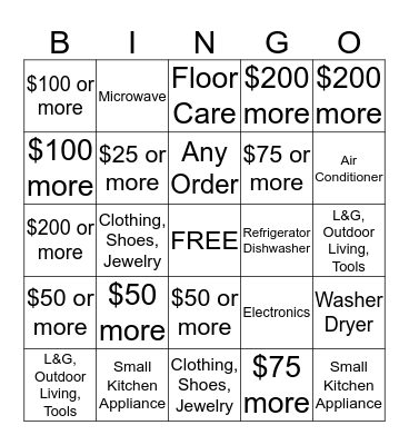 Retail Support Bingo Card