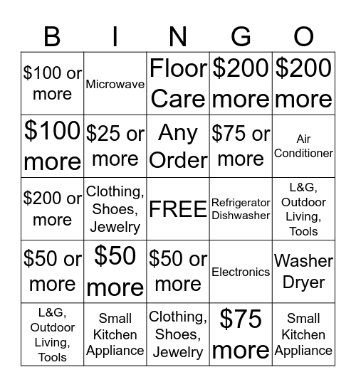 Retail Support Bingo Card