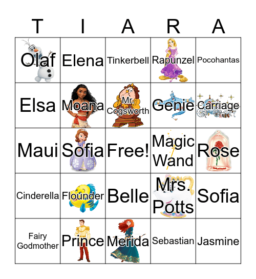 Disney Princess Bingo Card