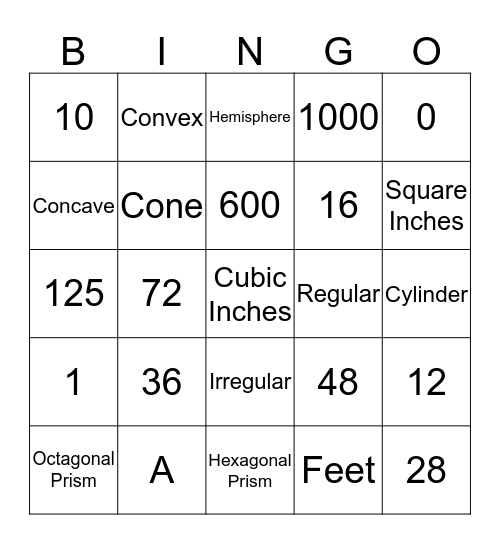 Volume Bingo Card