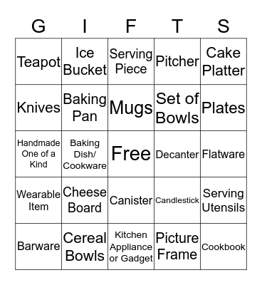 Melissa's Bridal Shower Bingo Card