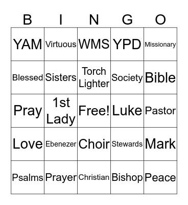 Fun Night Bible Bingo Card