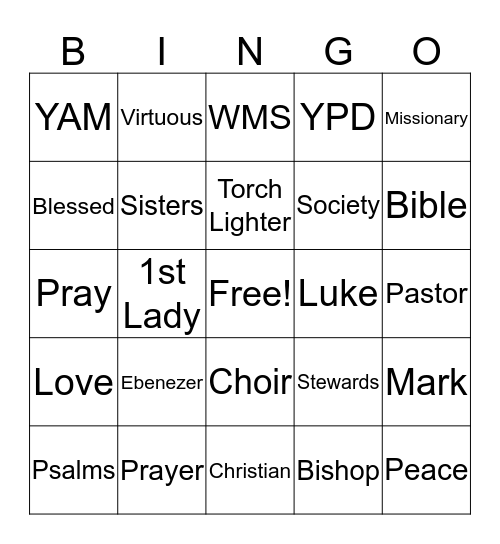 Fun Night Bible Bingo Card