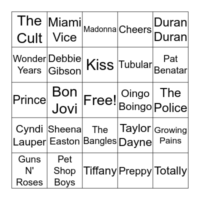 80's BINGO Card
