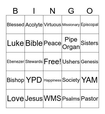 Fun Night Bible Bingo Card
