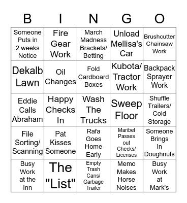 Shop-Day Bingo Card