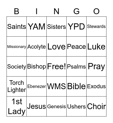 Fun Night Bible Bingo Card