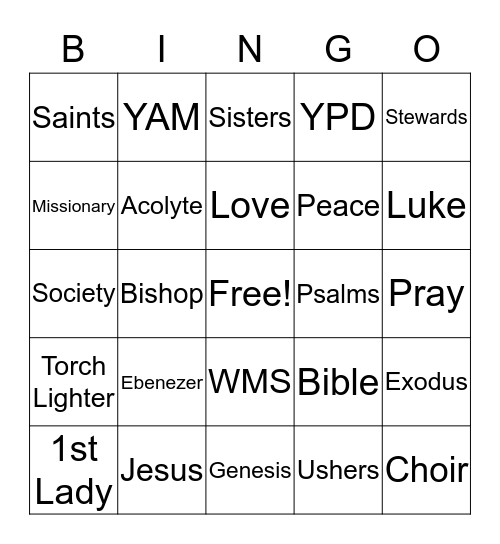 Fun Night Bible Bingo Card