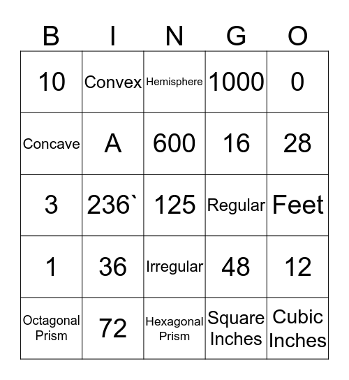 Volume Bingo Card