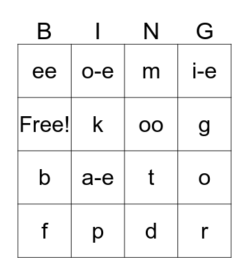 SMiLE Module 1 Sounds  Bingo Card