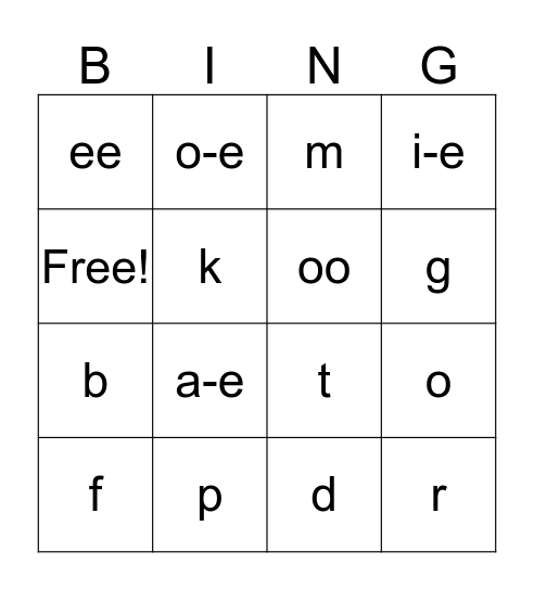 SMiLE Module 1 Sounds  Bingo Card